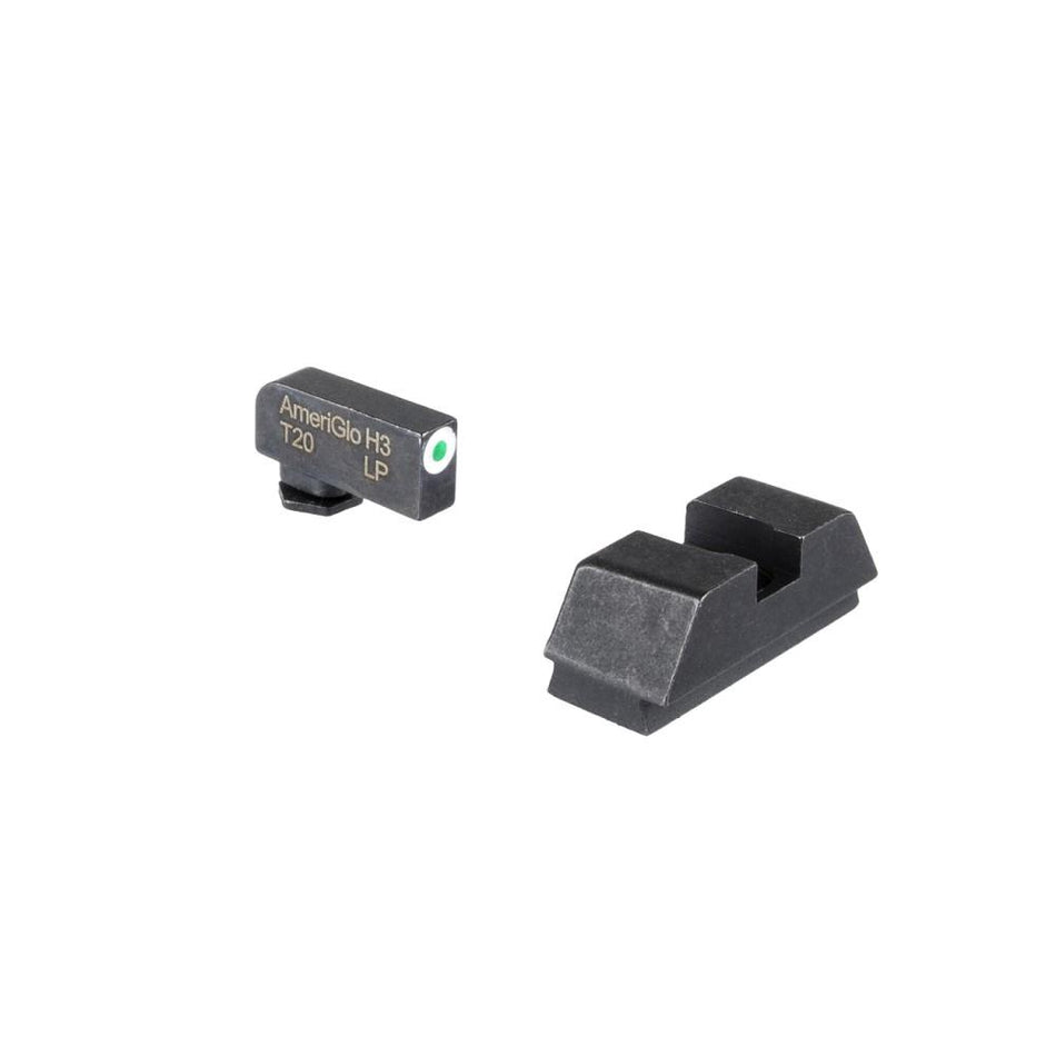 Ameriglo Tritium Co-Witness Backup Sight Set for Glock .295 Rear 1L Tall Green with White .220 Front