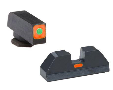 Green Tritium Rear Sight with Orange Square Outline for Glock Gen 1-4 Pistols