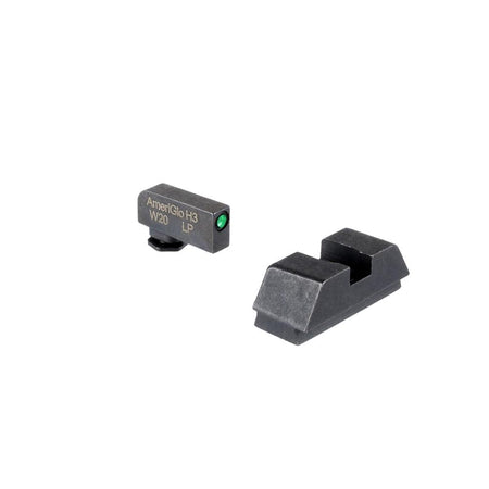 Ameriglo Optic Compatible Tritium Backup Sight Set for Glock Flat Black Rear Green Black Front