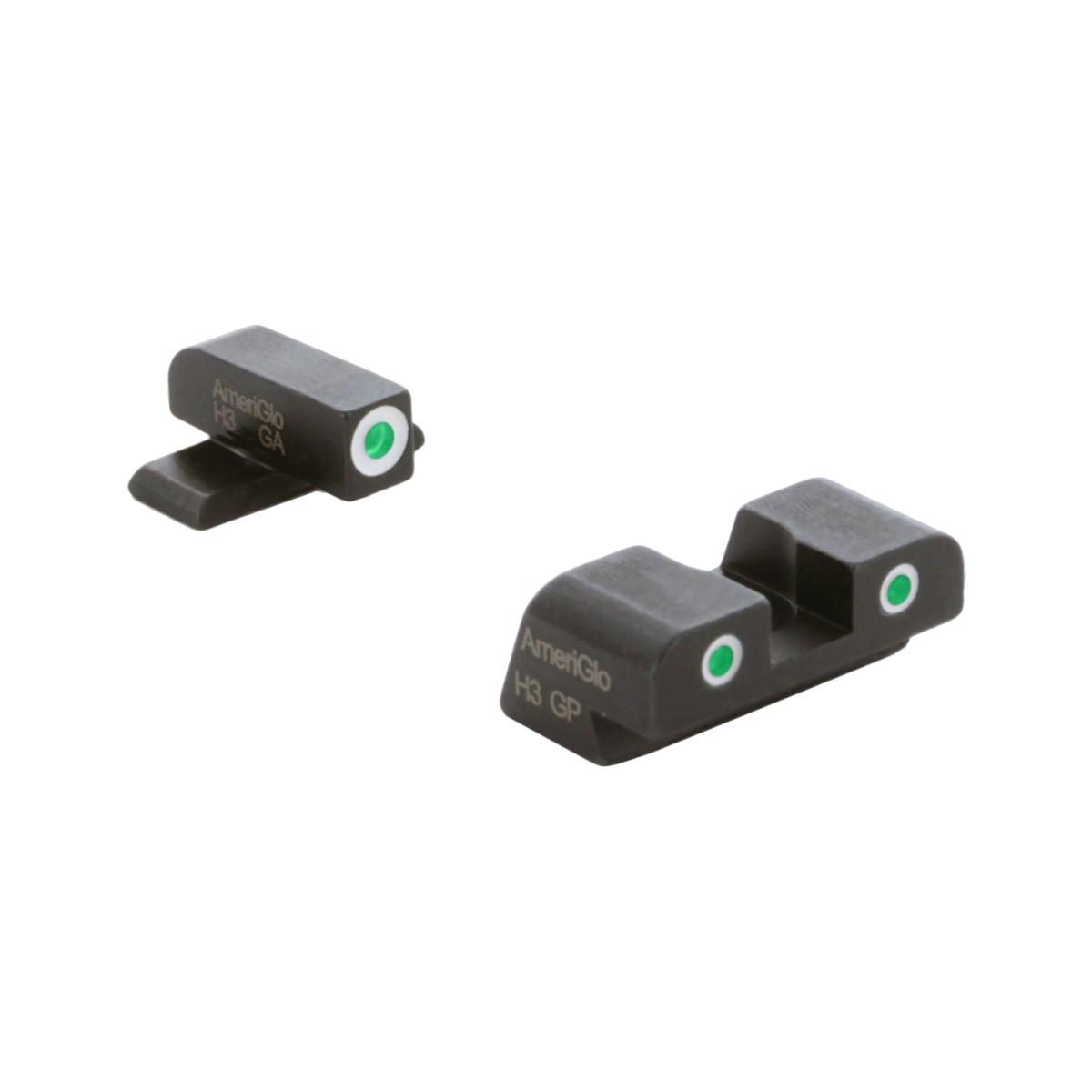 Springfield Armory Hellcat Standard Tritium Sight Set Ameriglo Green Front and Rear with White Outlines