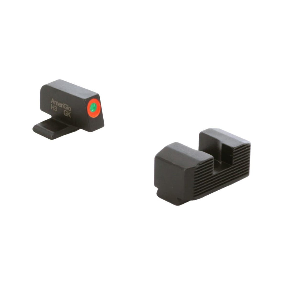 Ameriglo Hellcat OSP Sight Set Green Tritium Orange Outline Front Black Serrated Rear