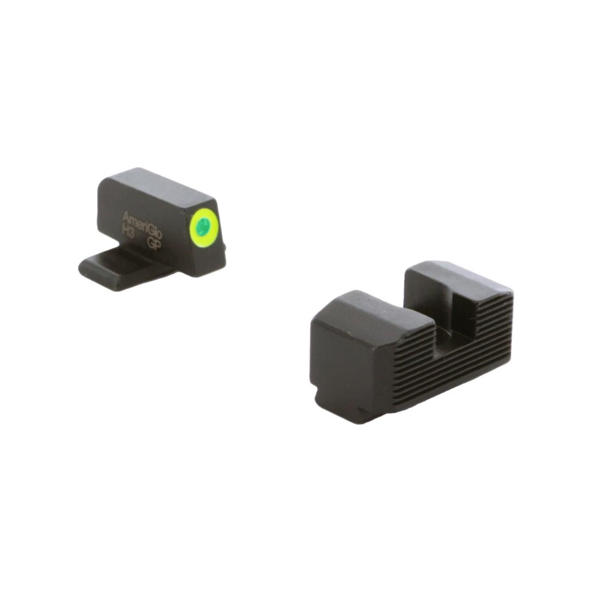 Ameriglo Hellcat OSP Sight Set Green Tritium LumiGreen Outline Front Black Serrated Rear