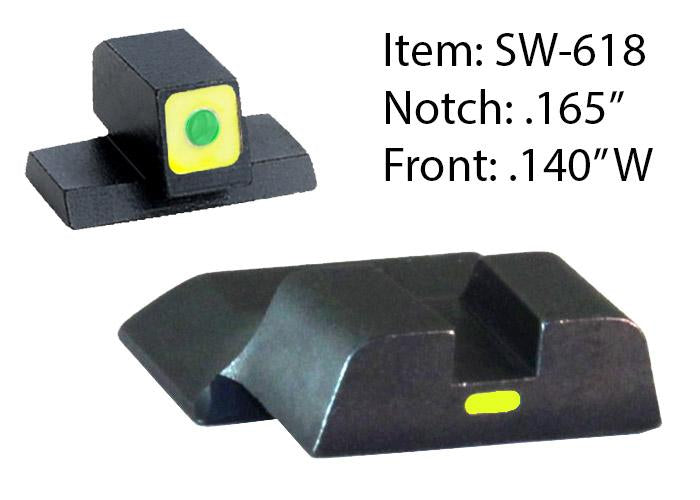 Ameriglo CAP S&W M&P Shield Tritium Green Front LumiGreen Rear Night Sights
