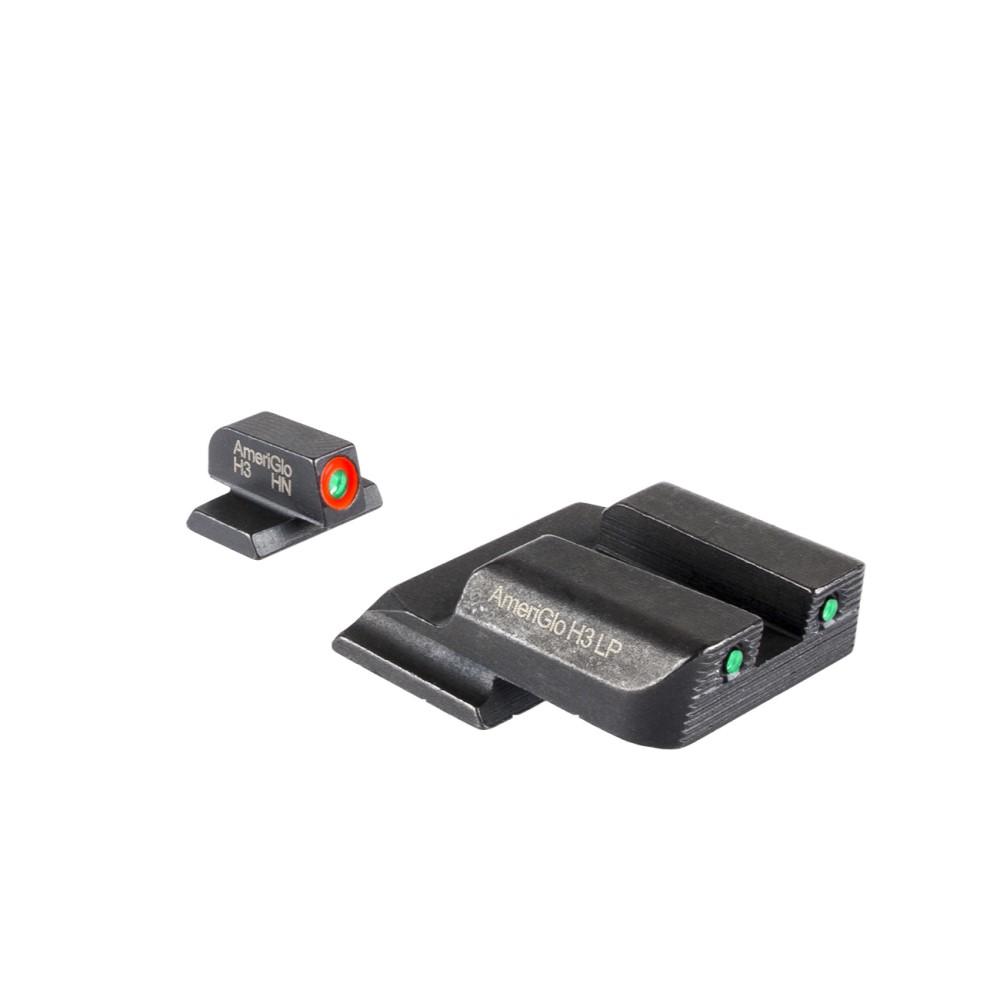 Ameriglo Trooper Handgun Sight Set for Smith & Wesson M&P Shield Green Rear Orange Front