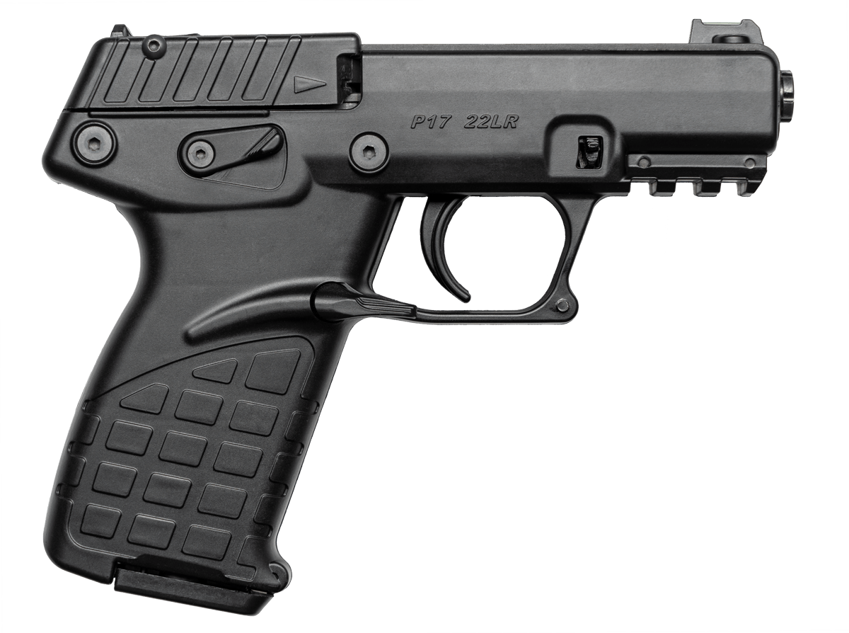 Kel-Tec P17BBLK10 P17 Compact Frame 22 LR 10+1 3.80" Black Threaded Barrel, Black Serrated Slide, Black Polymer Frame w/Picatinny Rail, Textured Grip, Ambidextrous