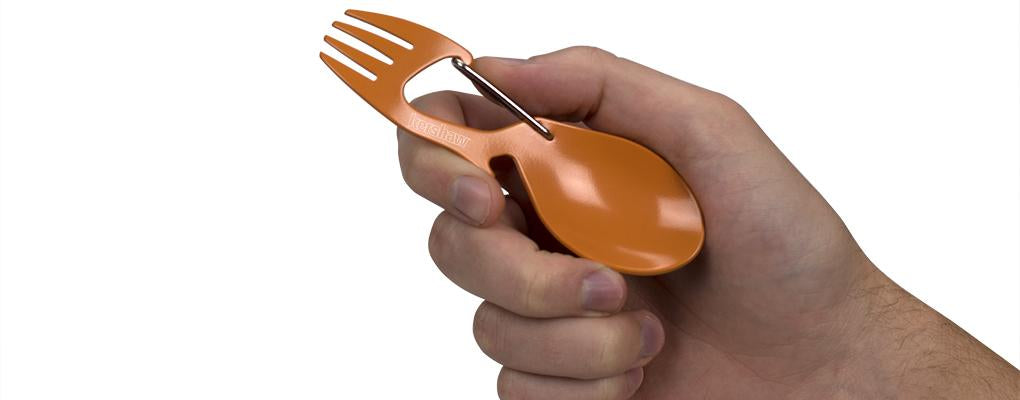 Kershaw Ration Orange Compact Eating Utensil Spork Tool with Bottle Opener