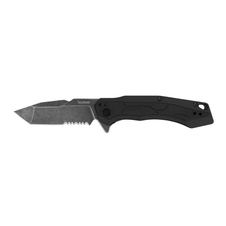 Kershaw Analyst Assisted Opening Folding Knife, Tanto Blade, Partial Serration, Black