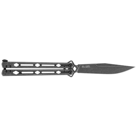 Kershaw Lucha Manual Butterfly Knife Drop Point Blade in BlackWash
