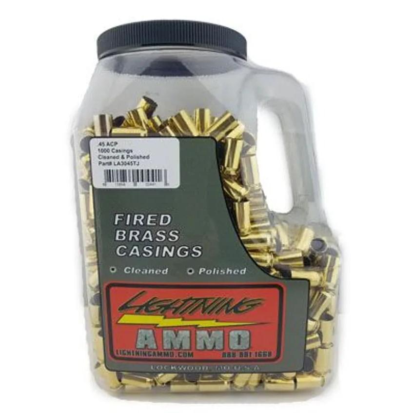 Lightning Ammo .45 ACP Reman Cleaned & Polished Brass Casings 500-Count Jug
