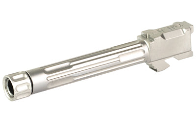 LanTac USA 9INE Stainless Fluted Threaded Barrel for Glock 17, 1/2-28 Thread, Silver, w/ Matching Thread Protector