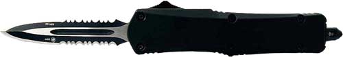 Templar Knife OTF Large Black Rubber 3.5" Black Dagger Serrated Blade