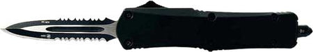 Templar Knife OTF Large Black Rubber 3.5" Black Dagger Serrated Blade