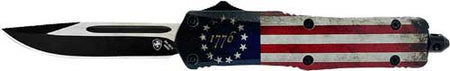 Templar Knife OTF Large Betsy Ross Flag 3.5" Drop Point Black Blade