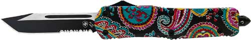 Templar Knife OTF Large Quilt 3.5" Black Tanto Serrated Edge Blade
