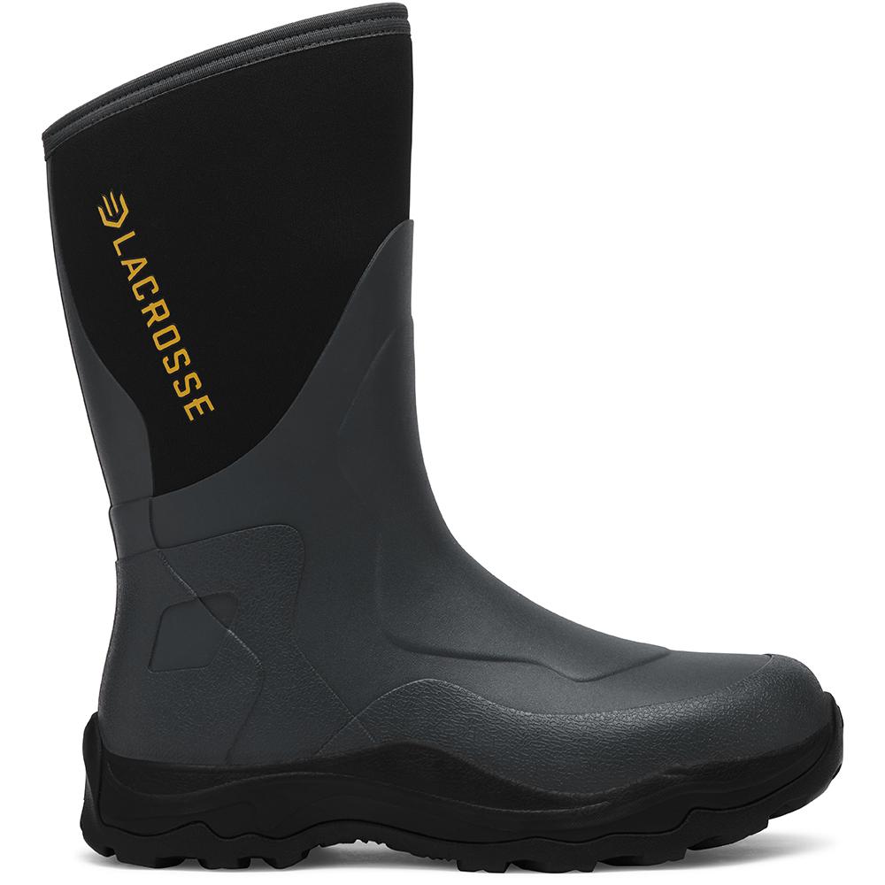 LaCrosse Alpha Agility Waterproof Pull-On Boot 12" Black/Gray Sz 10
