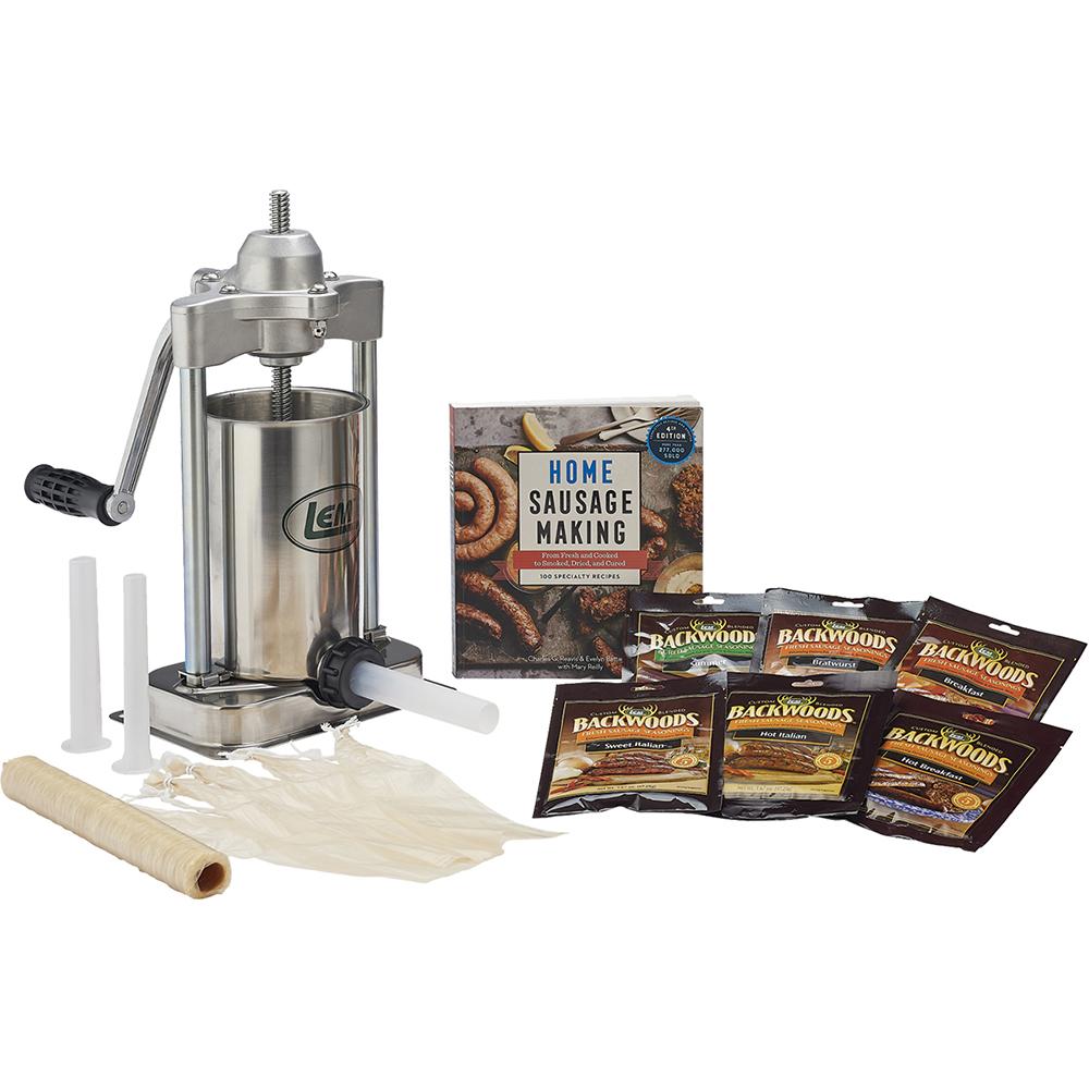 LEM Products Stuffing Kit 5 lb Stuffer Casings and Recipe Book
