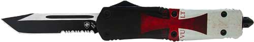 Templar Knife OTF Large Templar Flag 3.5" Black Tanto Serrated Edge Blade