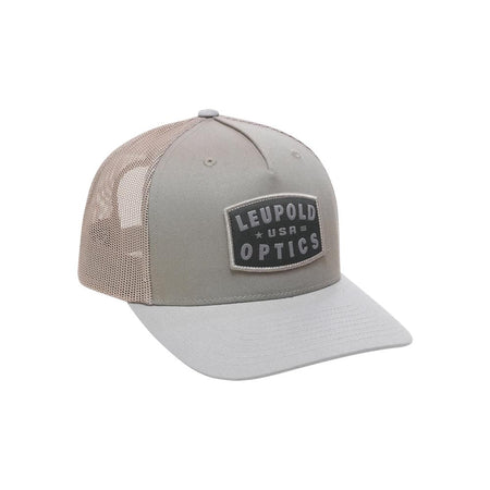 Leupold USA Adjustable Trucker Hat Khaki Grey Pre-Curved Bill