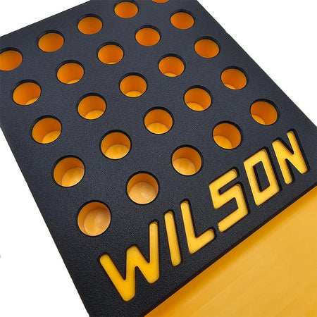 L.E. Wilson .473" Case Head 25-Hole Reloading Tray with Primer Cup Black/Yellow