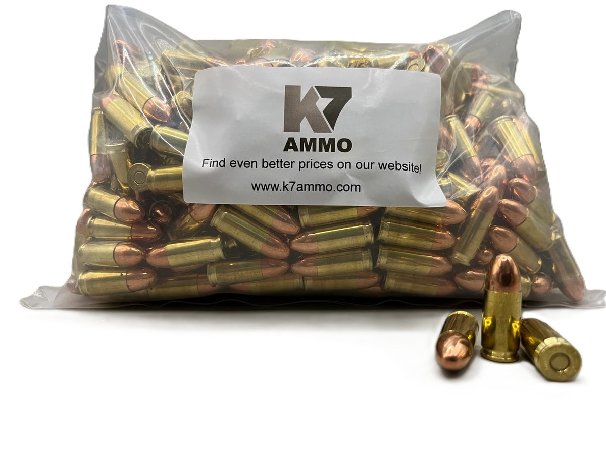 K7 9mm Luger 124 Grain Complete Metal Jacket (CMJ) Range Ammo Value Pack(500ct) - MADE IN THE USA