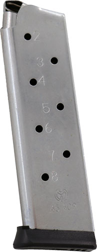 Metalform 1911 Govt .45 ACP 8 Round Stainless Steel Removable Base Magazine