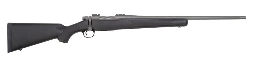 Mossberg 28009 Patriot Full Size 270 Win 5+1 22" Stainless Cerakote Fluted Barrel, Stainless Cerakote Receiver Drilled & Tapped, Black Fixed Synthetic Stock, Right Hand