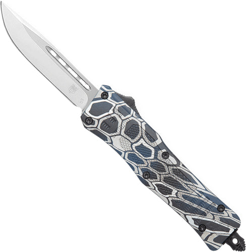 CobraTec Medium CTK1 OTF 3-Inch Drop Point Blue Cobra Skin CRKTE Knife
