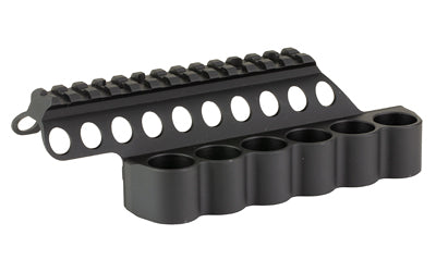 Mesa Tactical SureShell 6-Round Side Saddle and 5 1/2" Rail, Beretta 1301 12 Gauge, Aluminum, Black 94210