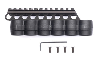 Mesa Tactical SureShell 6-Round Side Saddle and 4 3/4" Rail, Mossberg 500/590 12 Gauge, Matte Black 94880