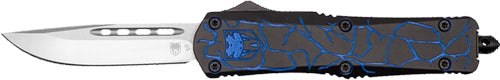 CobRaTec Medium FS-3 Dual Action OTF Fractured Black Blue 3" D2 Knife