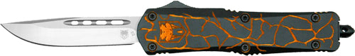 CobRaTec Medium FS-3 Dual Action OTF Fractured Black Orange 3" D2 Knife