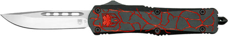 CobraTec FS-3 Medium OTF Automatic Knife Fractured Black Red D2 3"