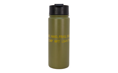 Mission First Tactical DM67-16 M67 Frag 16 oz Flip Top Tumbler, Green, Stainless Steel