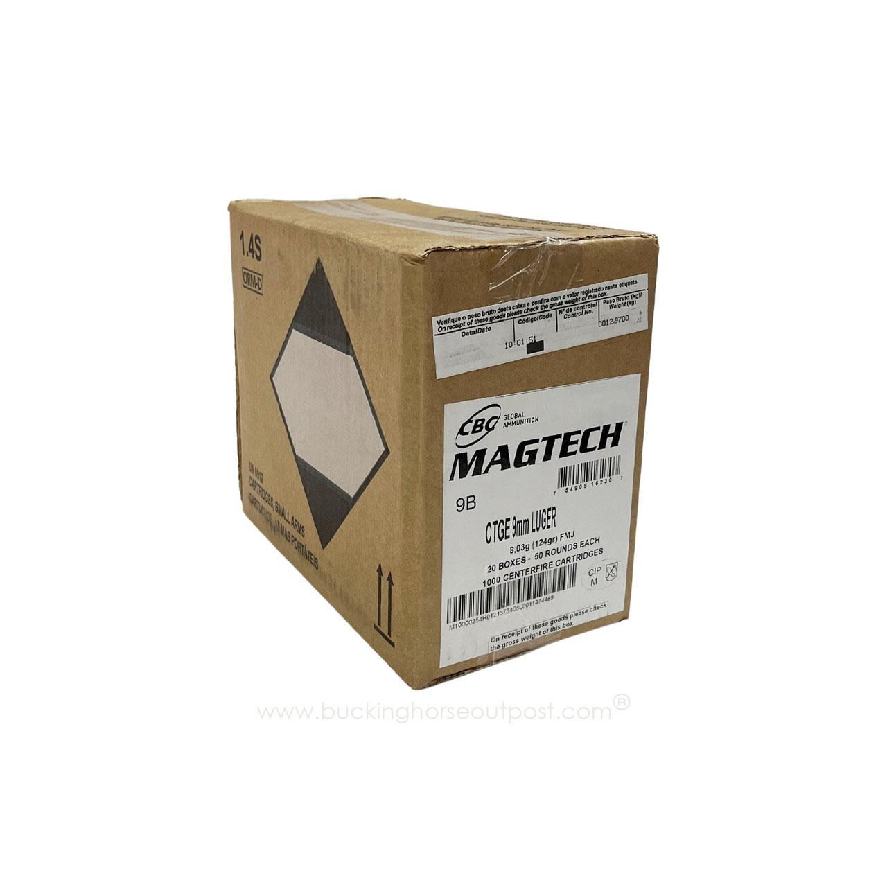 Magtech 9mm Luger / Parabellum Sport Shooting Range/Training 124 grain Full Metal Jacket ammunition