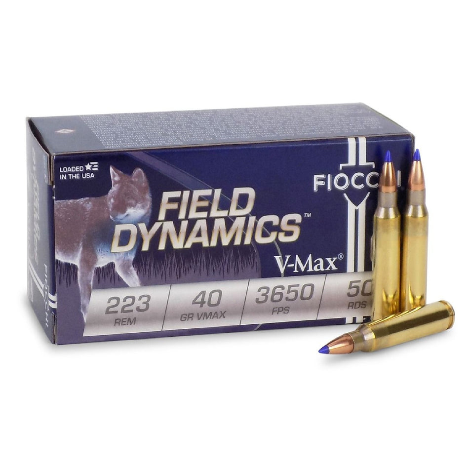 Fiocchi .223 Remington Extrema Field Dynamics 40 grain Hornady V-Max ammunition