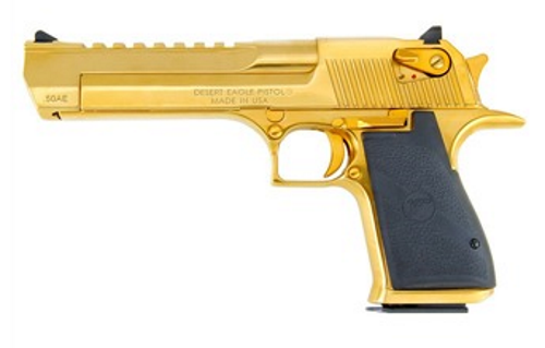 Magnum Research DE44TG Desert Eagle Mark XIX 44 Rem Mag 6" 8+1 Titanium Gold Carbon Steel Frame & Slide Black Rubber Grip