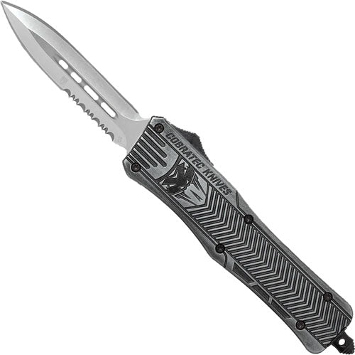 CobRaTec Medium CTK1 Dual Action OTF Stonewash 3" Serrated Dagger Knife