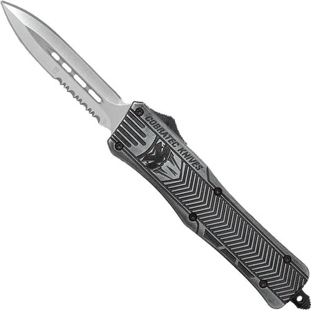 CobRaTec Medium CTK1 Dual Action OTF Stonewash 3" Serrated Dagger Knife