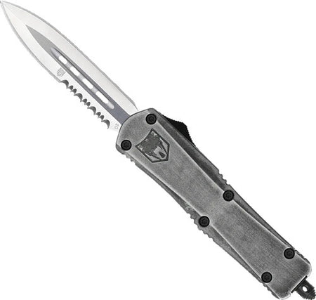 CobRaTec Medium FS3 Dual Action OTF Stonewash 3" Dagger 1-Side Serrated Knife