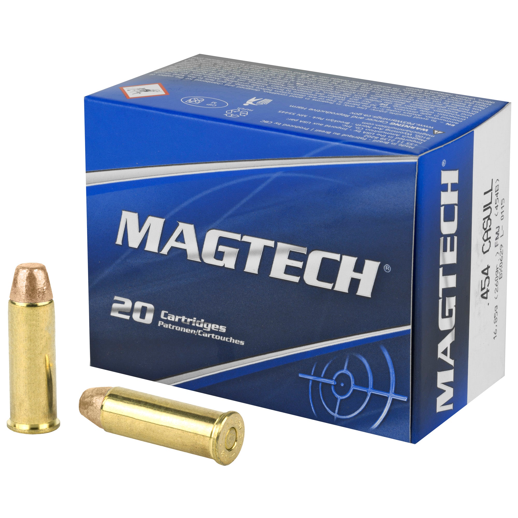 Magtech Range/Training Full Metal Jacket Flat Nose 260 Grain .454 Casull 1798 fps 754908186204