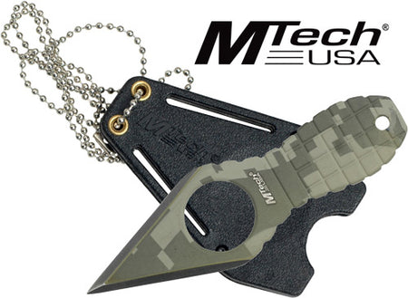 MTech MC 2.25" Stonewash Spear Point Neck Knife with Sheath