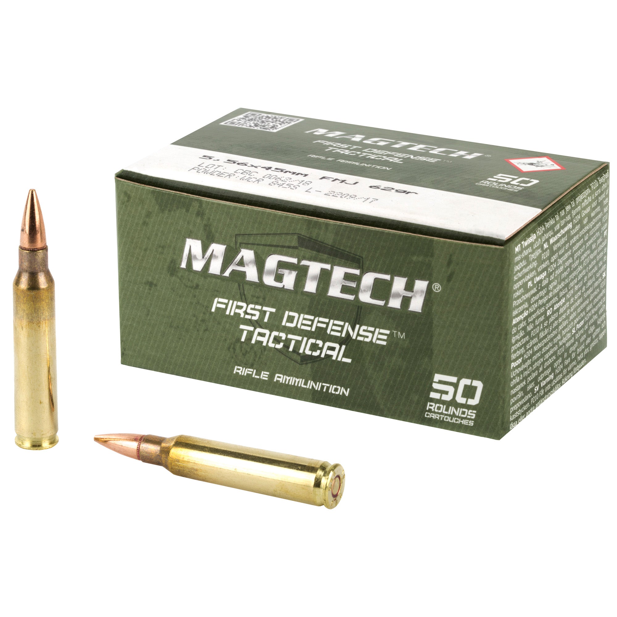 Magtech 5.56x45mm NATO First Defense Tactical/Training 62 grain Full Metal Jacket ammunition