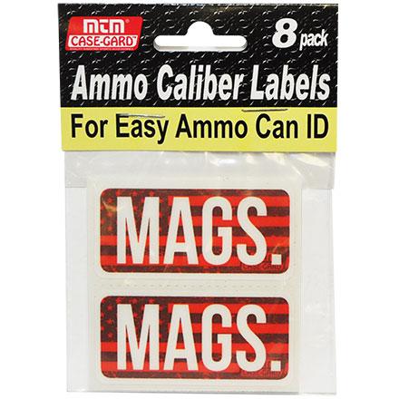 MTM Red MAGS Ammo Caliber Identification Labels 8-Pack