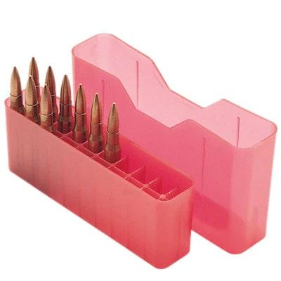 MTM J-20 Polypropylene Slip Top Ammo Storage Box 20 Round Clear Red
