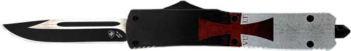 Templar Slim OTF Knife 3.1" Black Drop Point Templar Flag