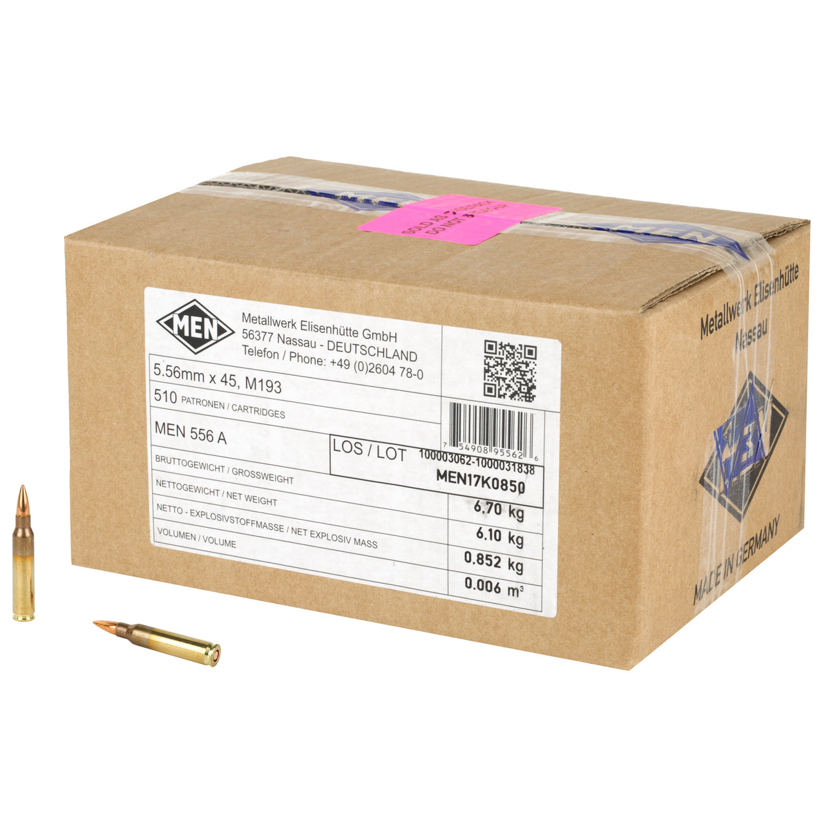 Magtech 5.56x45mm NATO MEN M193 56 grain Full Metal Jacket ammunition