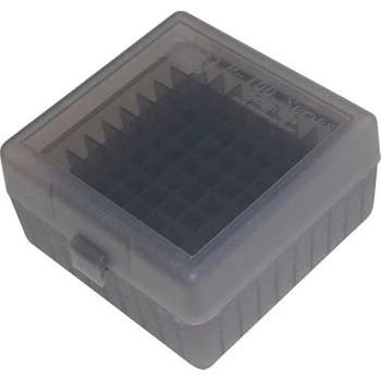 MTM 100-Round Flip-Top Small Rifle Ammo Storage Box .223/204 Ruger/6x47 Clear Smoke