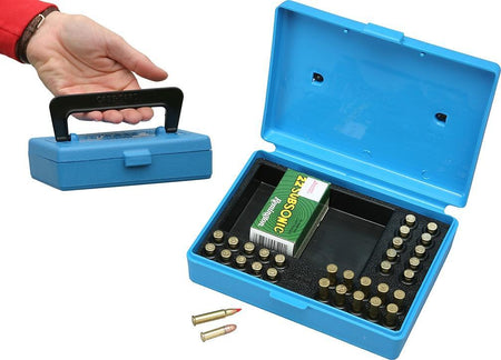 MTM Case-Gard 130-Round Rimfire Ammo Box .22 LR/.22 WMR/.17 HMR Blue