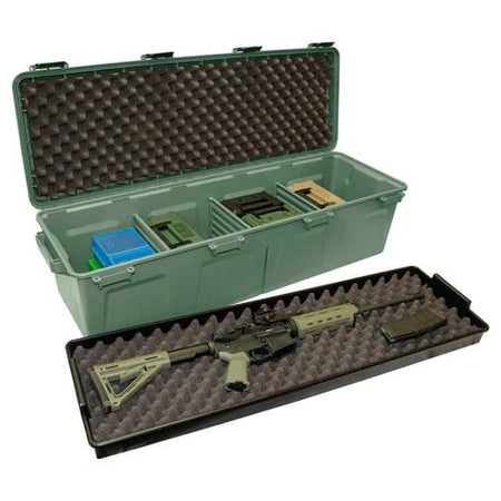 MTM Tactical Rifle Crate on Wheels - Army Green, Foam Padded Tray & Removable Dividers
