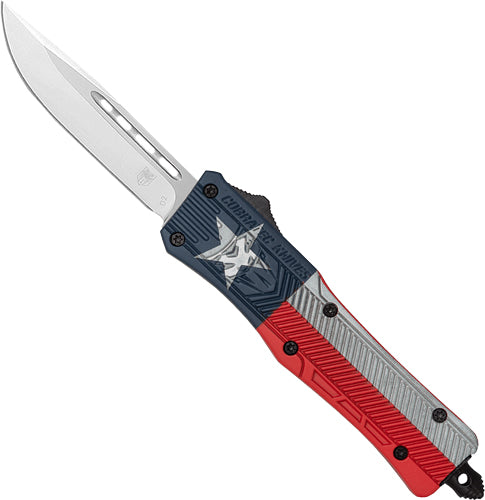 CobRaTec Medium CTK1 Dual Action OTF Texas Flag 3" Drop Point Knife